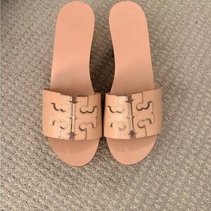Tory Burch Beige Slide Sandals